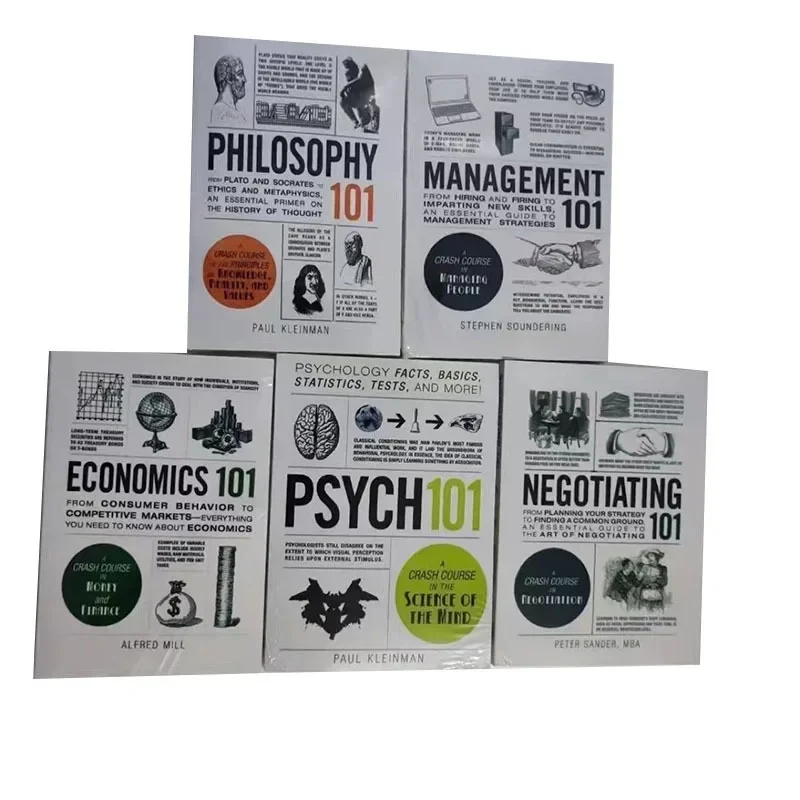 5 Books Set 101 Series Book for Philosophy, Management,Economics,Negotiating,PSYCH Books Paperback in English Books