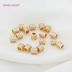 18K Gold Plated Big Hole Cubic Zirconia Crystal Spacer Beads Fittings DIY Bracelet Necklace Jewellery Making Crafts