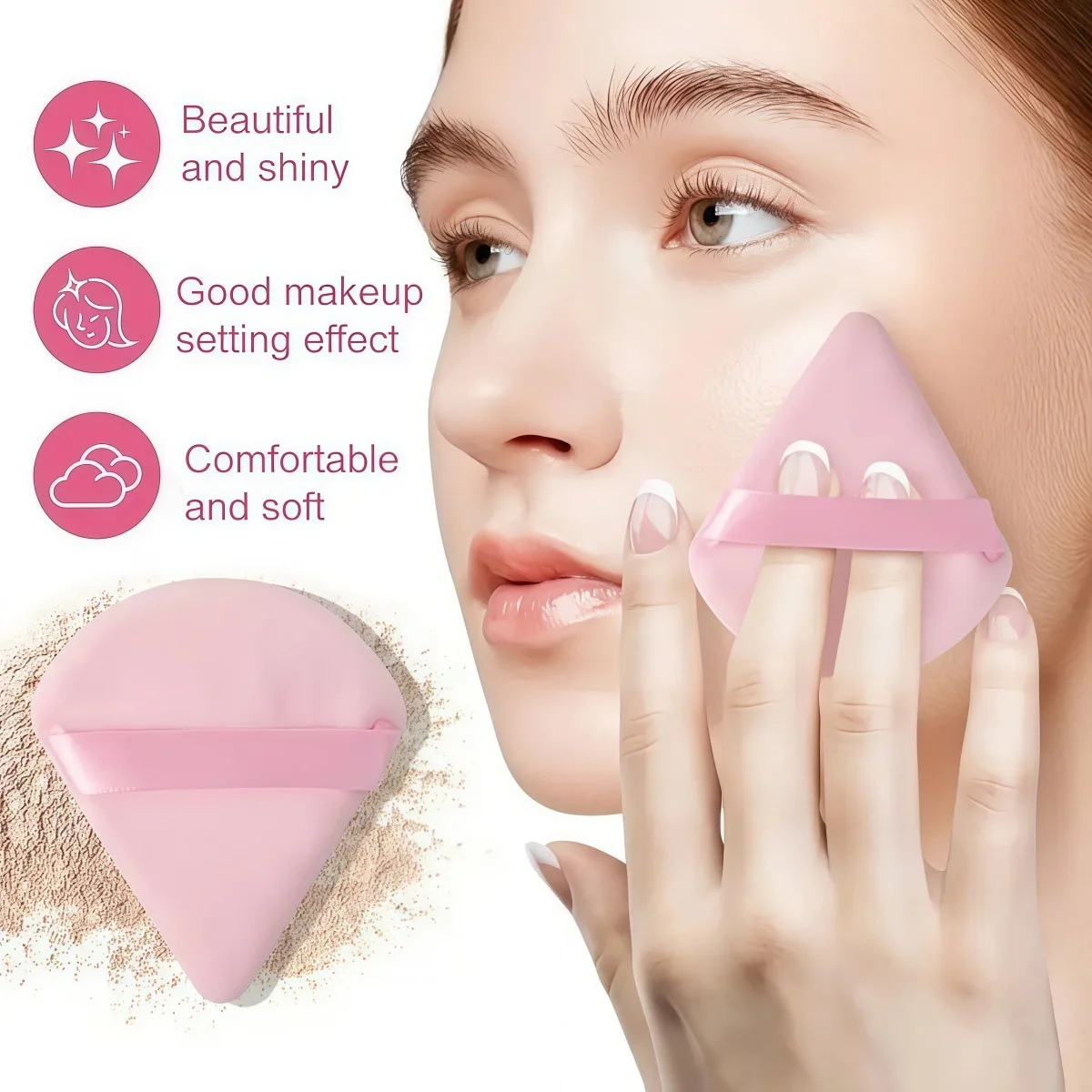 Ensemble de pinceaux de maquillage 8 pièces, avec éponge de mélangeur de beauté et bouffée de poudre en éventail, Kit d'outils cosmétiques professionnels