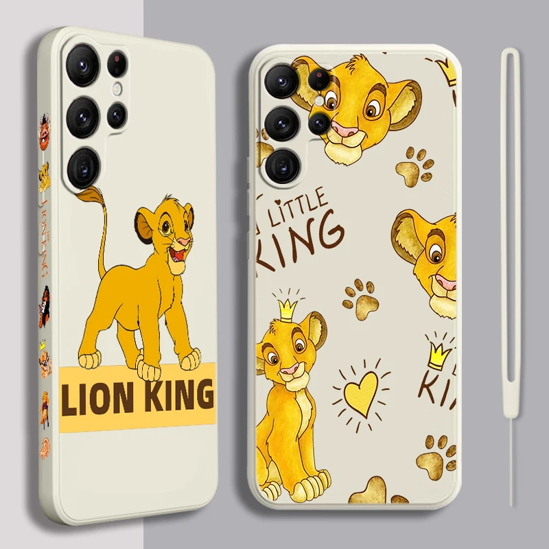 

Disney Lion King Cartoon Animal Liquid Left Rope For Samsung Galaxy S24 S23 S22 S21 S20 FE S10 Ultra Plus Lite 5G Cover Cover