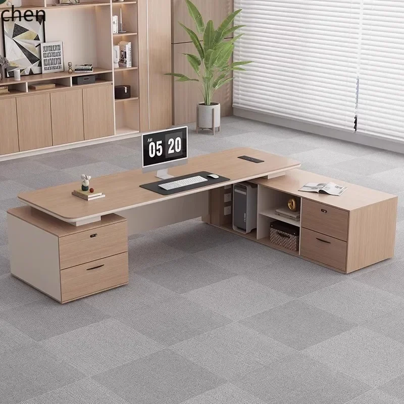 HYS office desk and chair combination simple modern president table light luxury high-end furniture single table large