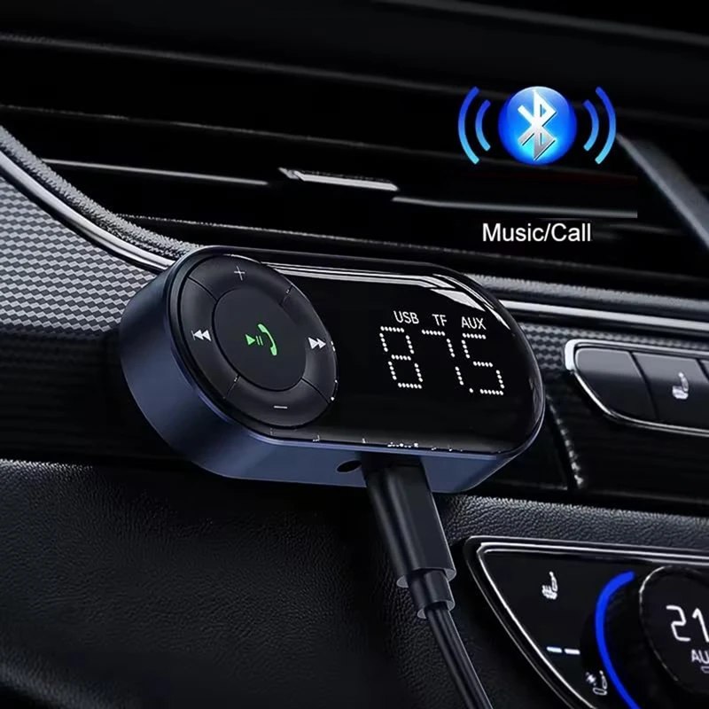 New-Bluetooth 5.2 FM Transmitter Receiver For Car,Bass Stereo Hifi Sound Bluetooth Car Adapter Support Hands Free Calls