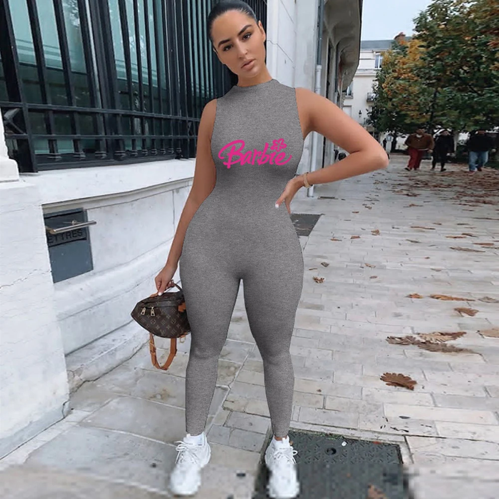 Barbie Clothing Sleeveless Jumpsuit European American Style Women Sexy Slim Fit Clothes Sporty Fitness Leisure Jumpsuits