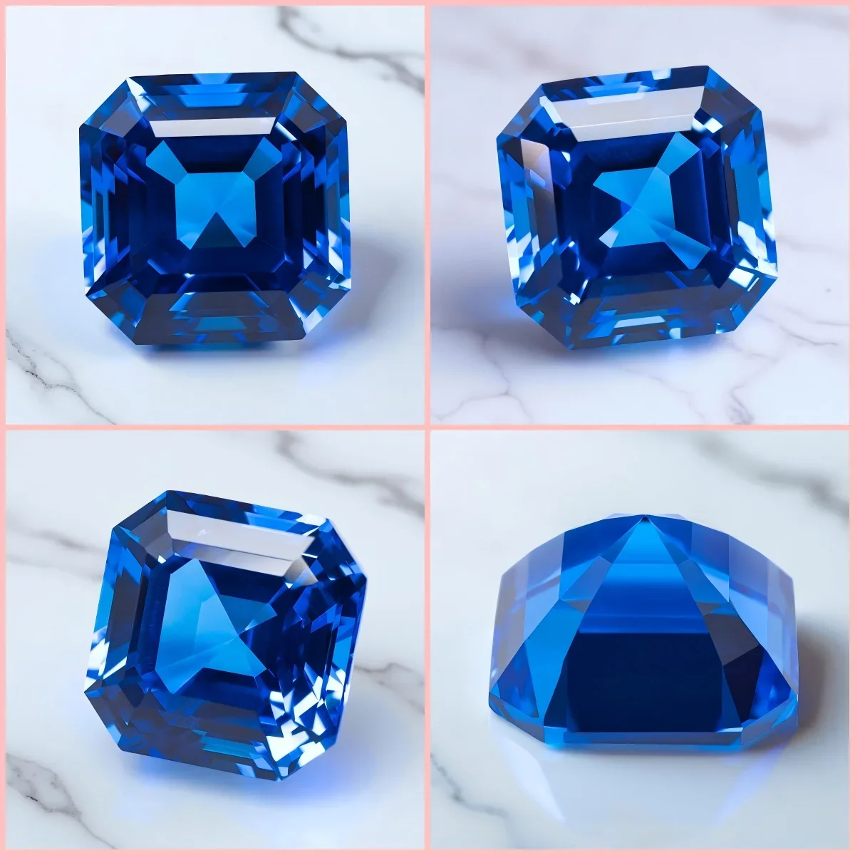 

L-Cobalt Spinel Lab Grown Gemstone Asscher Cut Blue Stone For Pendant Earrings Jewelry Diy Making