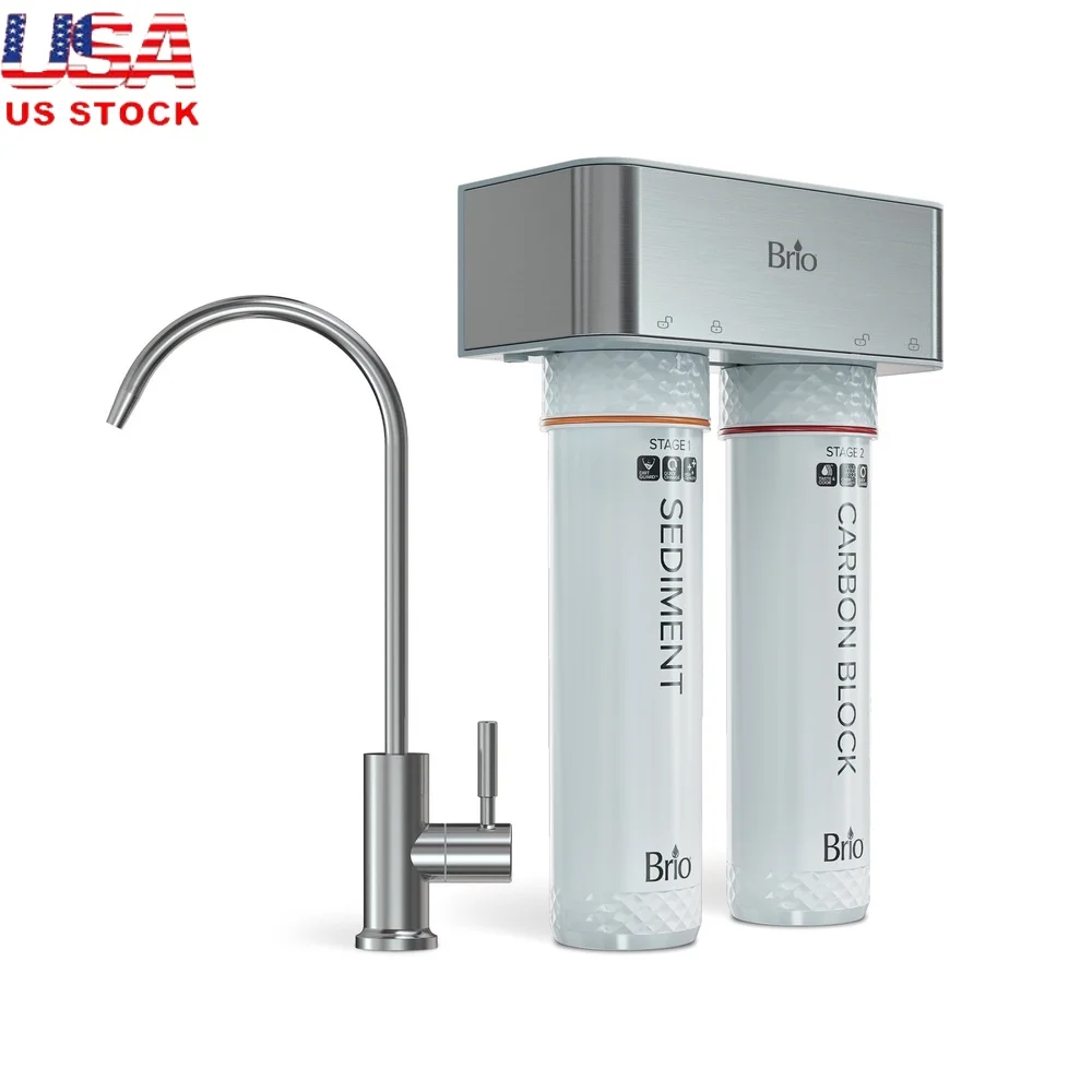 

2-ступенчатая система фильтрации воды под раковиной с осадочными угольными фильтрами Компактный дизайн Простая установка Домашний офис RV