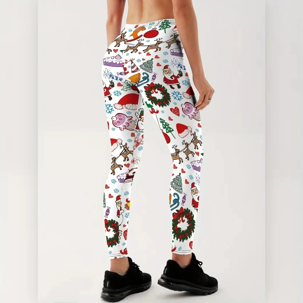 Christmas Snowman print vibe Casual leggings Stretch comfortable slim-fit hip lift tight pants go with everything