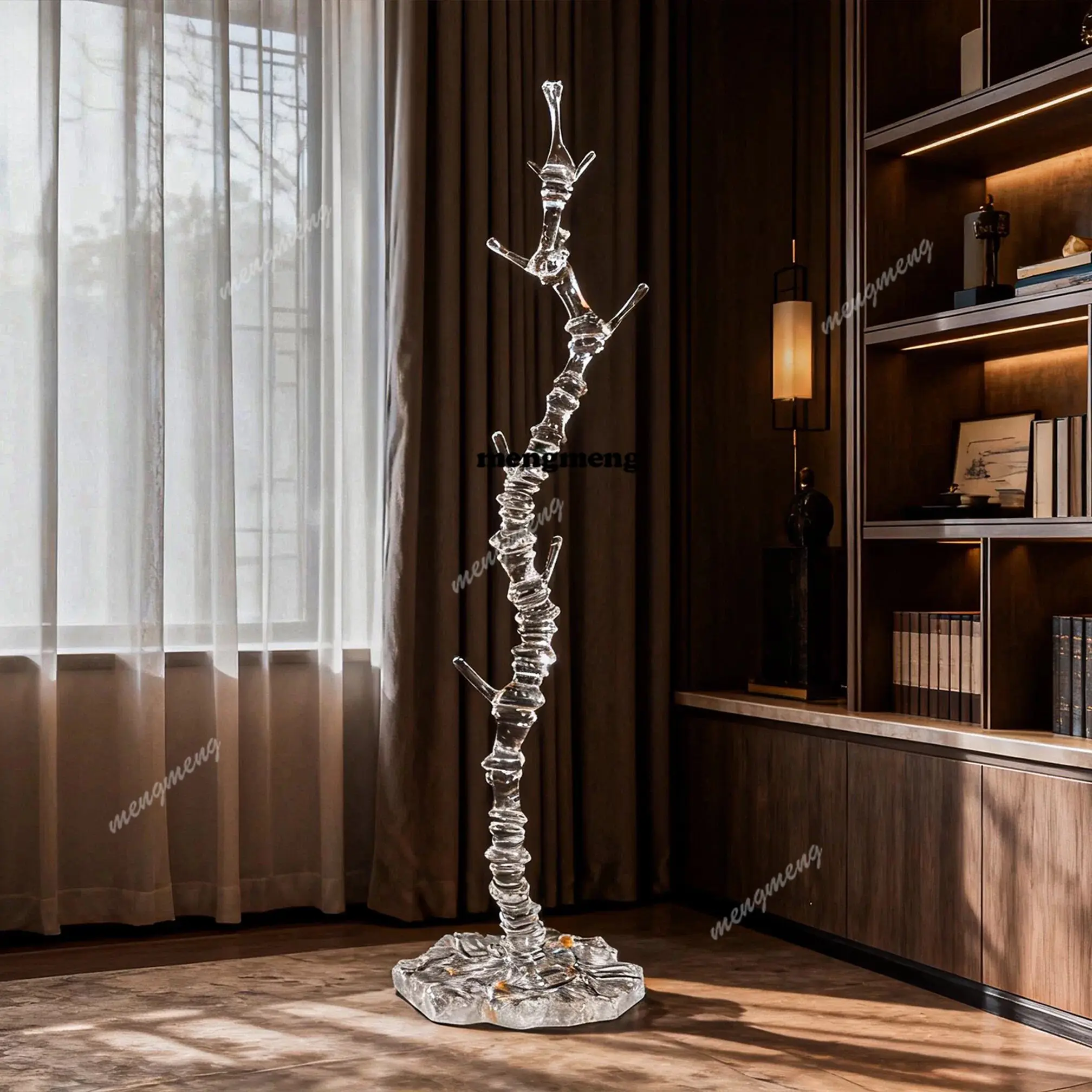Designer light luxury transparent platinum crystal tree-shaped coat rack floor-to-ceiling bedroom simple modern hanger home