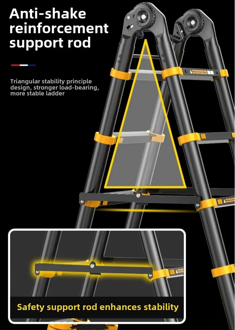 Aluminum Alloy Thickened Telescopic Ladder  Portable Engineering Folding Home Elevating Straight Ladder Herringbone Staircase fa