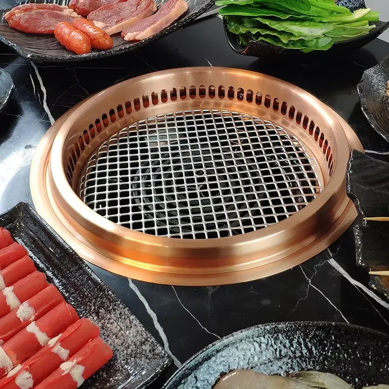 Round 2400w Japanese Commercial Desktop Electric Grill Orange Korean Restaurant Smokeless Indoor Electric Grill