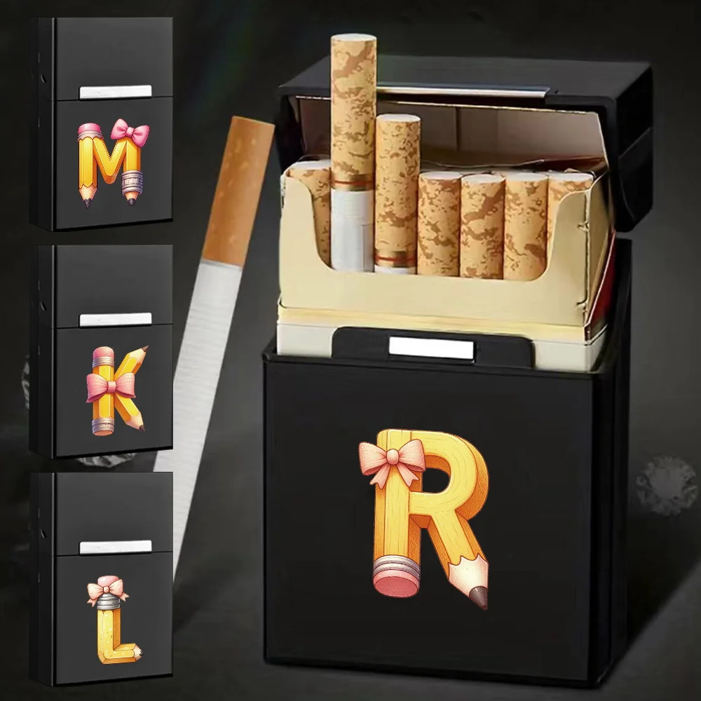 

Dustproof Metal Cigarette Storage Case Personalized Cigarette Accessories Pencil Initial Name 26 Letters Pattern