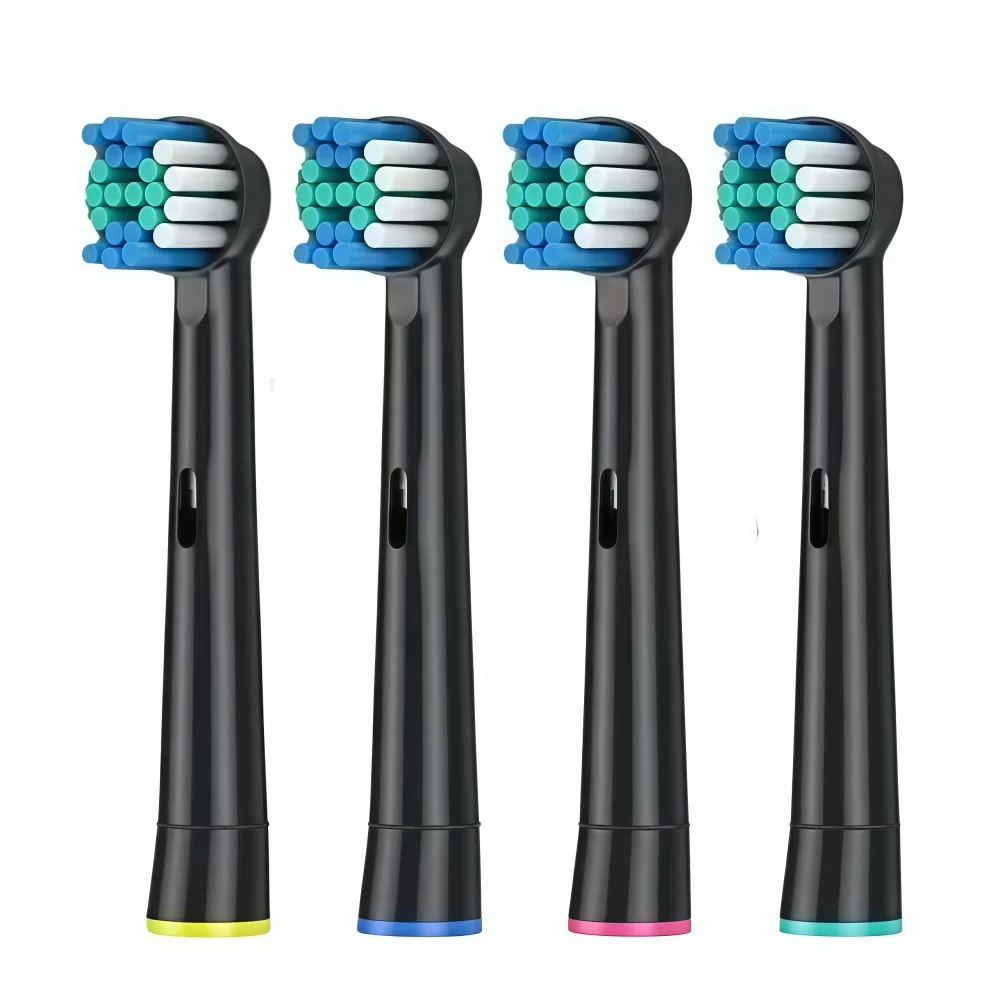 4 Pcs/Pack Replacement Toothbrush Heads Refill Compatible with Oral B Braun Pro 500/1000/5000,Soft DuPont Bristles,Black