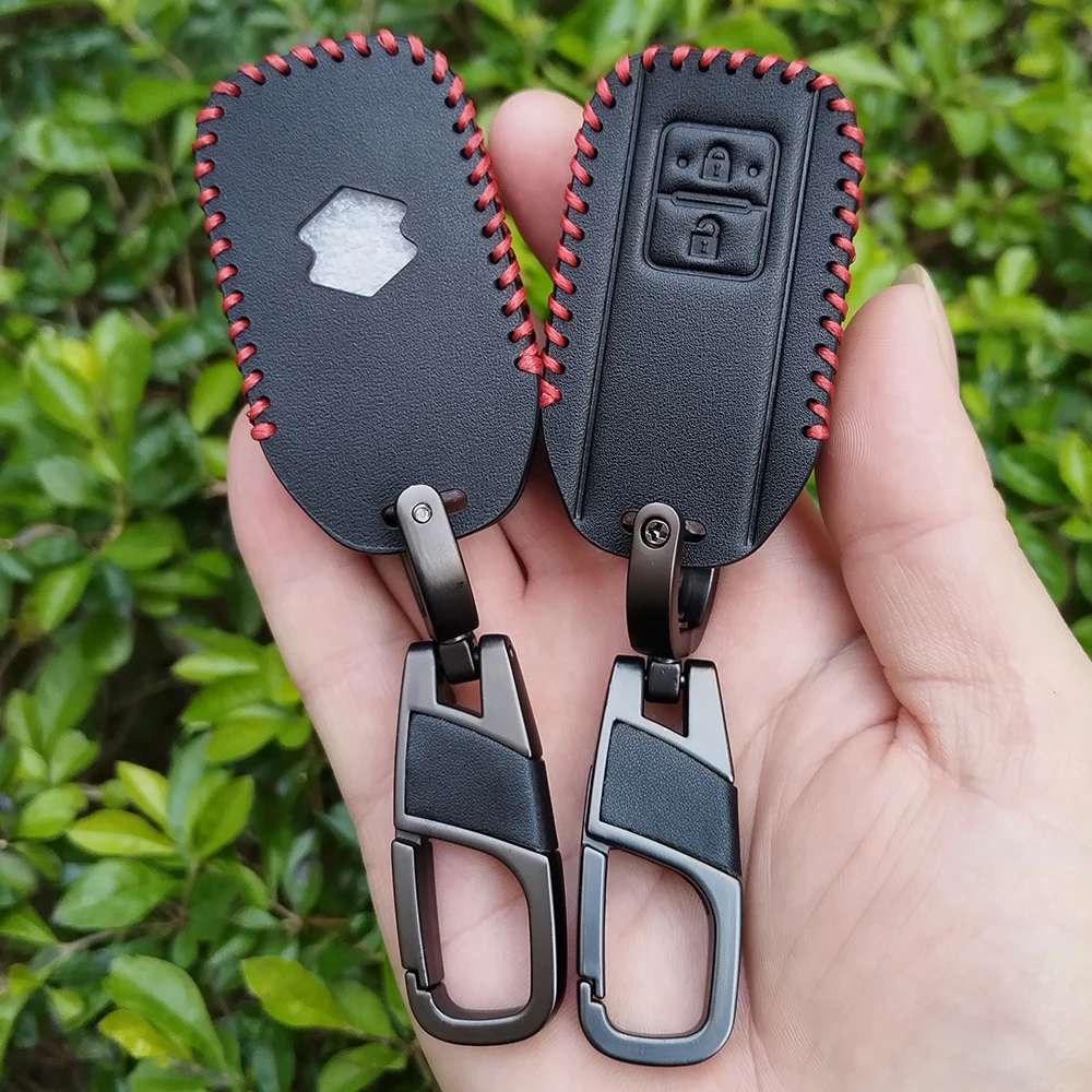 Leder 2-Tasten-Auto-Fernbedienungsschlüsseletui für Suzuki Ertiga Swift Wagon R geschützter Halter Keyless Fob Zubehör