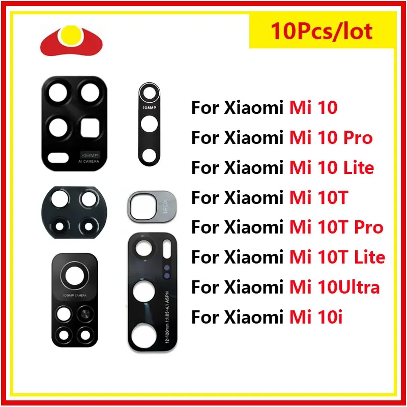 

10Pcs For Xiaomi Mi 10 Lite 5G Global Mi10 Lite M2002J9G M2002J9S Mi 10 Ultra 10 Pro 10T Pro Rear Back Camera Glass Lens