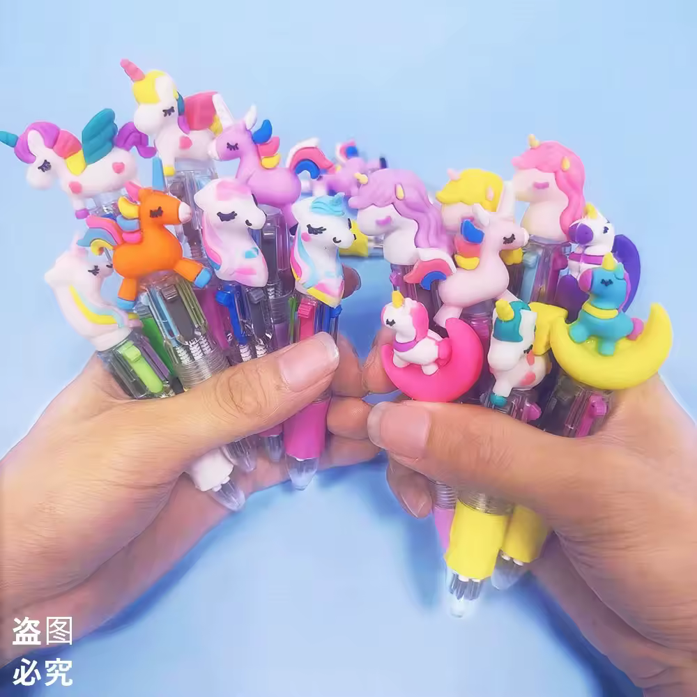 10 יחידות / הרבה עטי כדור מיני יוניקורן קאוואי 4 צבעים עטי כדור קרטון חמודים עט כדור פוני ילדים ציוד לבית הספר משרד מתנות