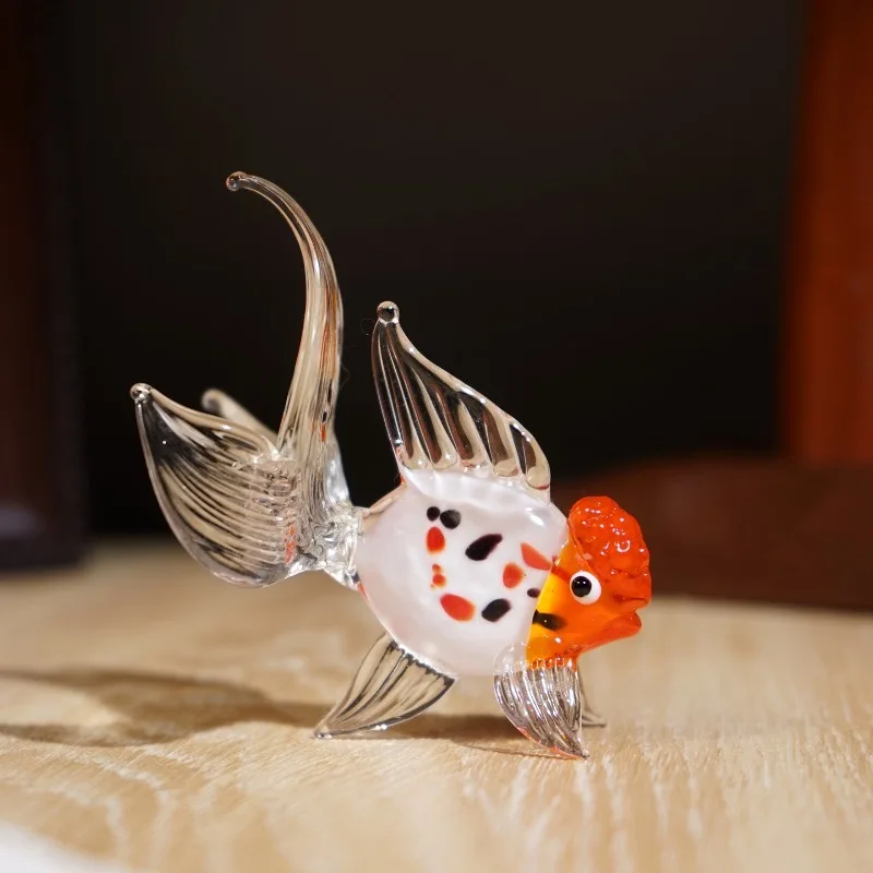 تماثيل زجاجية منفوخة يدويًا على شكل سمكة ذهبية مصنوعة يدويًا، وحدة تحكم تلفزيون للكمبيوتر المكتبي، ديكور فريد لغرفة المعيشة #3