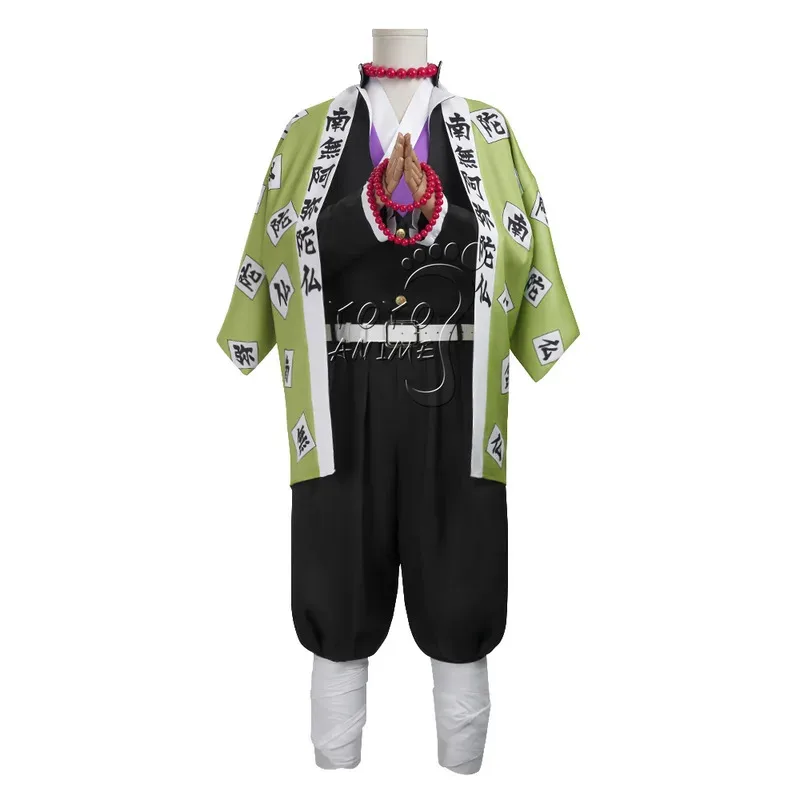 LQDemon Slayer: Kimetsu no Yaiba Gyomei Himejima uniforme Anime Cosplay disfraz peluca piedra Hashira Kimono japonés fiesta de Halloween