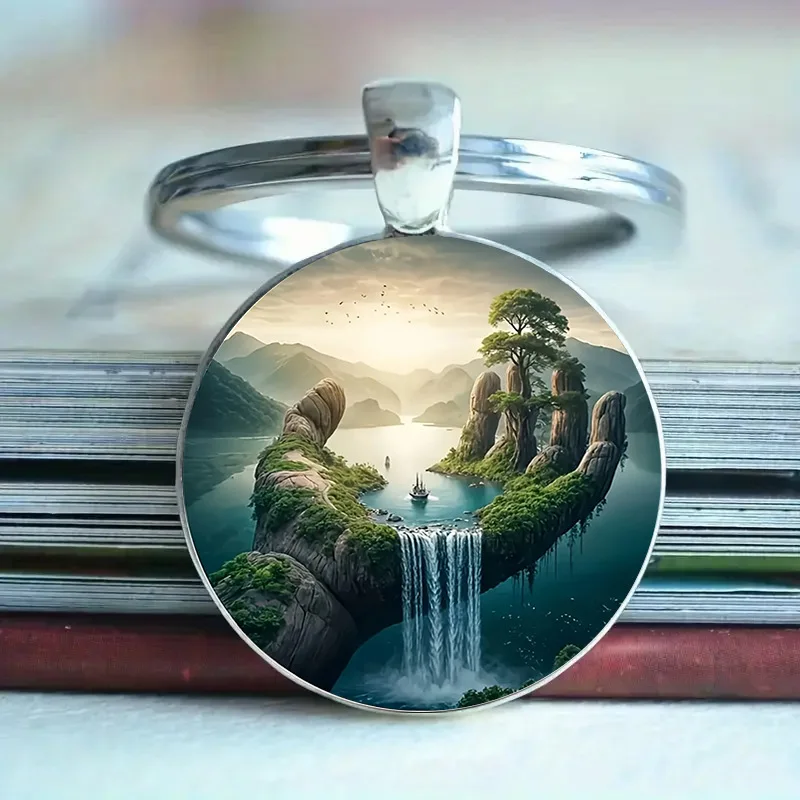 Fashion Africa Savage Jushou Mountain Glass Time Gem Keychain Men Car Keyring Women Bag Key Ring Wedding Trinket Boy Gift K200