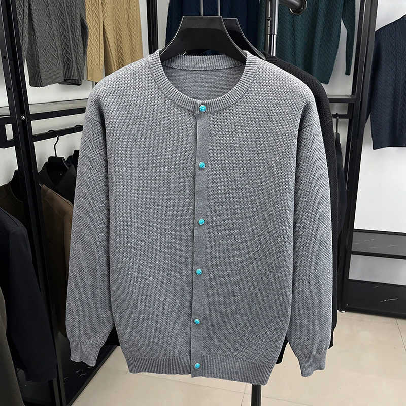 Men's Knitted Cardigan Round Neck Button down Sweater Casual Fashion Autumn Winter Warm Comfortable Versatile Classic Men's Wear