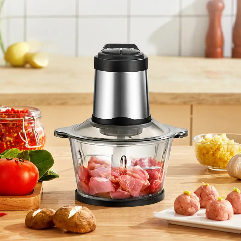 Electric Meat Grinders 2L Food Crusher Stainless Steel Multifunctional Vegetable Slicer Processor Chopper Kitchen Blenders