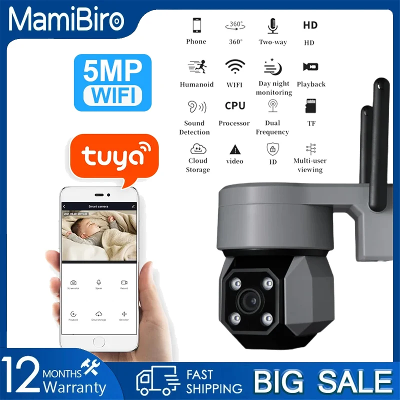 

Tuya 5MP Security Camera Outdoor Wireless HD Monitor 360° Intelligent Detection CCTV WIFI Voice Intercom Automatic Monitoring