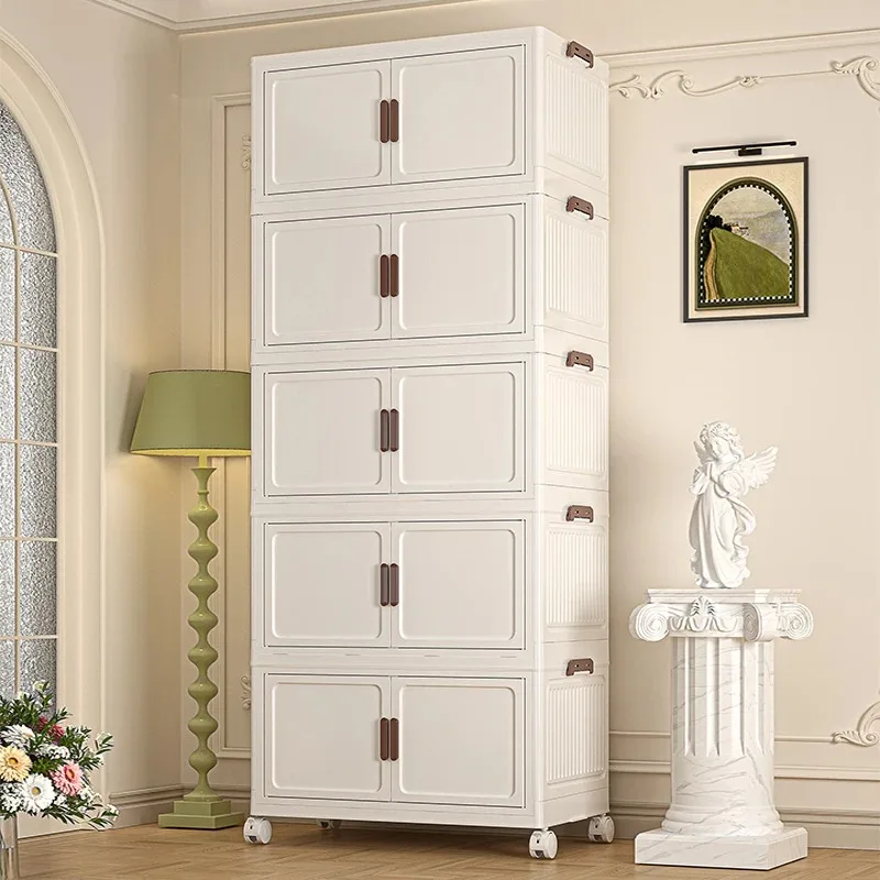 

Rmier Large Capacity Movable Folding Cabinet Modern Design Snack Storage Cabinet Household Clothing Storage Container