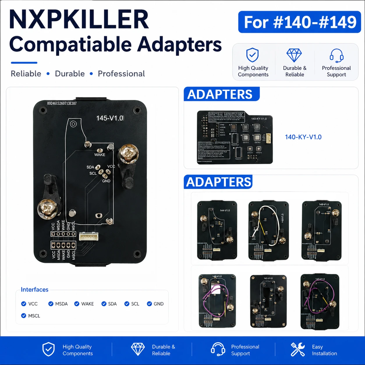 CNP259 Solder-Free Adapters Compatible With NXP KILLER No.140 To No.149 Supports For Geely Remote Fob