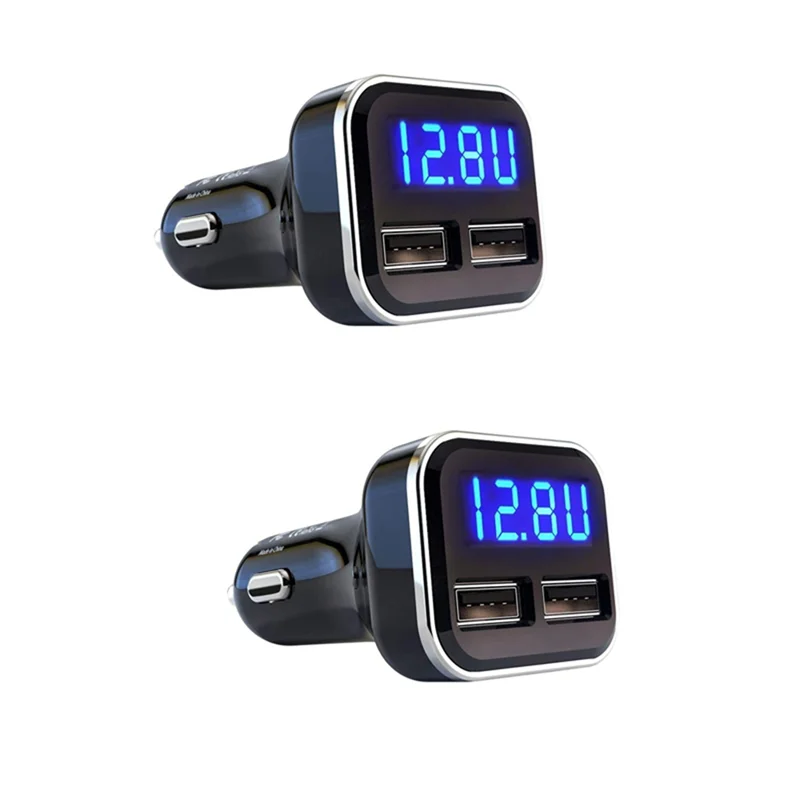 2PCS Car Charger Volt Meter Car Battery Monitor with LED Voltage & Amps Display, for / Xs, Galaxy S20 / S10