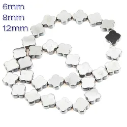 Natural Stone Hematite Loose Beads Black Four-leaf Clover Shaped Beads Used in jewelry making DIY bracelet necklace accessories