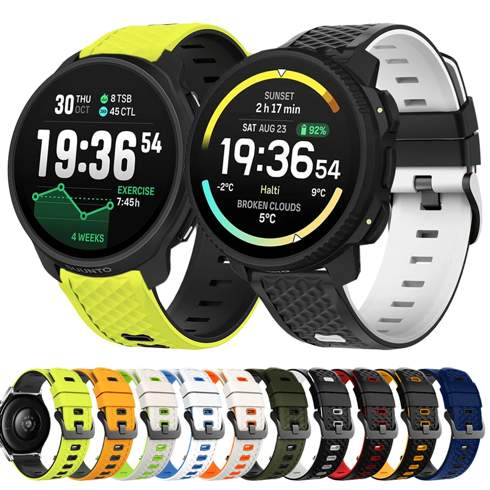 Bracelet de montre en Silicone 22mm, pour Suunto Vertical 2, Bracelet de Sport en plein air, Bracelet souple pour Suunto 5 9 Peak Pro/RACE 2 S/Run/Ocea