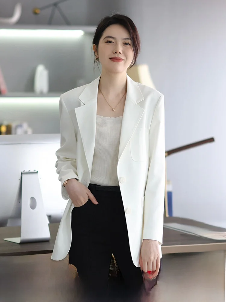

YSJX White Casual Korean Sle Women's Suit Jaet Premium Feel Spring Autumn New Faion Design Sense Western Suit