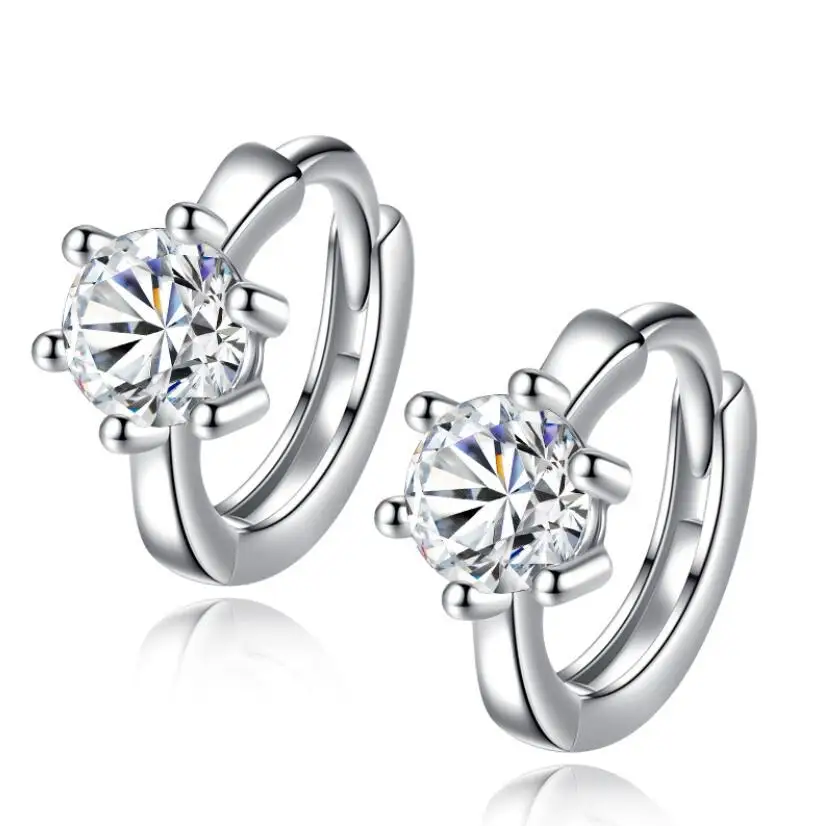 Moissanite Hoops Earrings 100% Real 925 Sterling Silver 6.5mm D Color Single Stone Six Claw U-shaped Earrings For Women