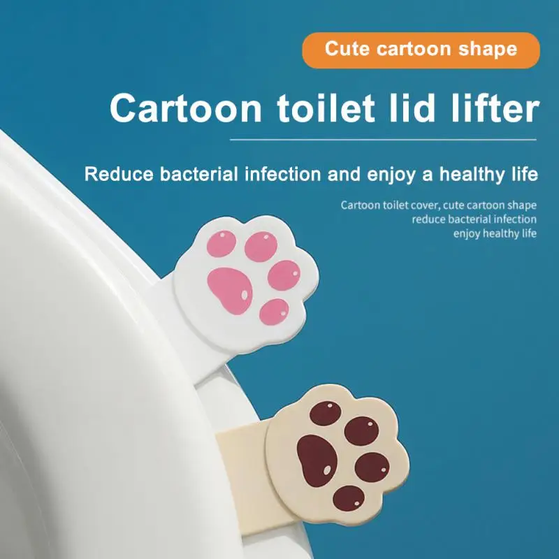 Cute Fashion Comfortable Toilet Handle Simple Durable Cartoon Household Toilet Lid Lifter Beautiful Safety Creative Cat Paw