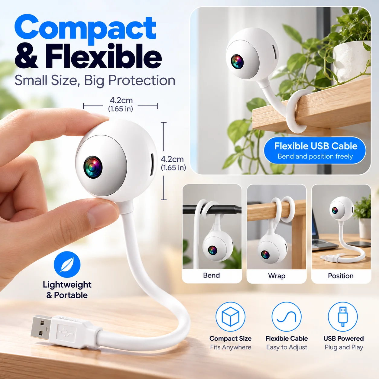 5MP Mini WiFi Camera Indoor 2K Security Camera for Baby Monitor Wireless USB Plug IP Surveillance AI Auto Tracking Babe Cam
