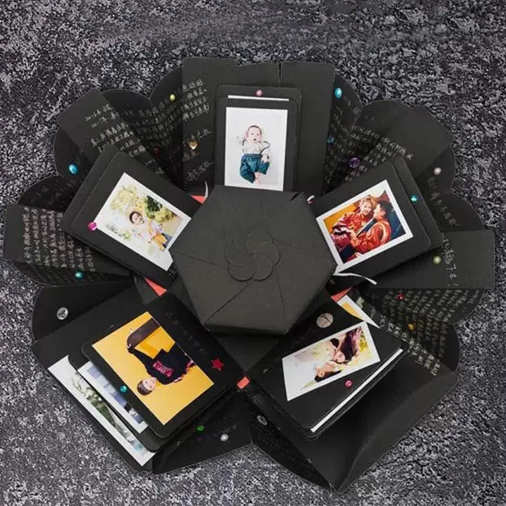 Paper Love Heart Explosion Box Handmade Scrapbook Folding Photo Album Gift Box Love Memory Self-adhesion