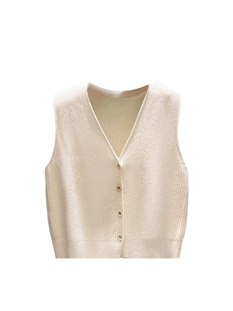 Ceco de punto sin mangas de talla ande para mujer, estilo informal, moda de otoño, cárdigan de talla ande