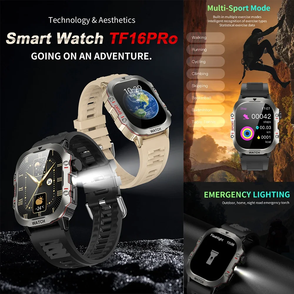 New  Smart Watch GPS Outdoors Motion Trajectory LED FlashlightMulti sport Mode Health Monitoring Waterproof Smart Watch