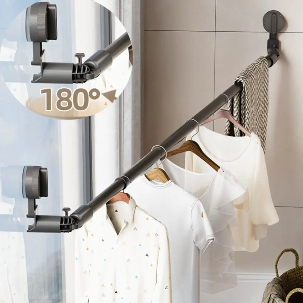 Movable Suction Cup Drying Rack Multi-function Scalable Wall-Mounted Clothes Hanger Reusable No Punching Required Storage Hanger