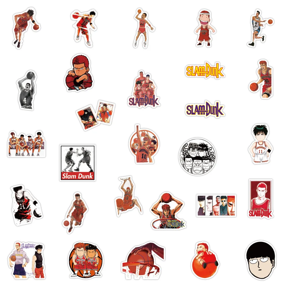 50pcs Slam Dunk Sticker Luggage Scooter Notebook Cartoon Decorative Waterproof Stickers Decoration Supplies