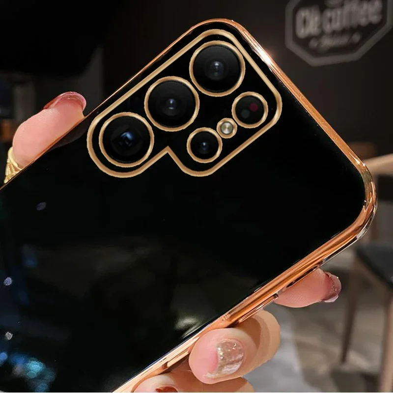 Luxury Plating Square Shockproof Soft Silicone Case For Samsung Galaxy S26 Ultra S26+ S25 S24 Plus S24 FE Anti-Scratch Camera Pr