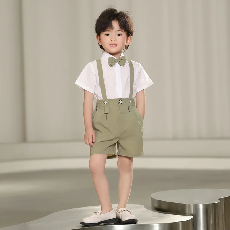 Children Boys Summer Suit Set Formal Elegant Kids Boy Shirts Shorts Suit Wedding Suit For 1-10Y Boys Toddler Photography Costume