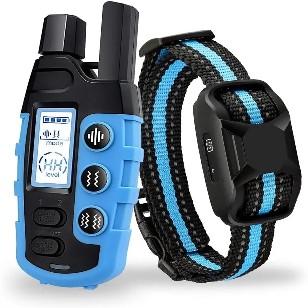 

Dog Training Collar with Remote 3300Ft Remote Range Beep (1-8) & Vibration (1-16) Training Modes, Remote Anti Bark Collar BLUE