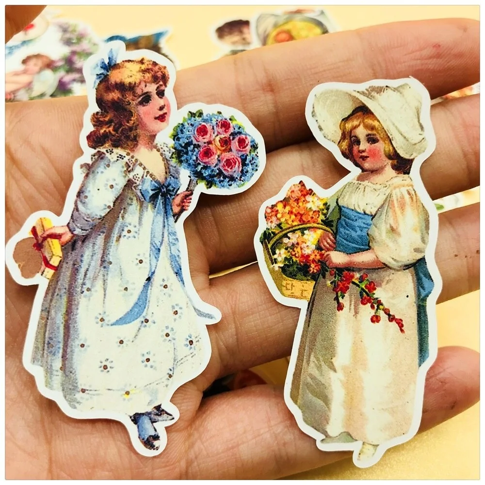 26Pcs/Pack Vintage Fairy Flower Girls Sticker DIY Craft Scrapbooking Album Journal Happy Planner Decorative Stickers