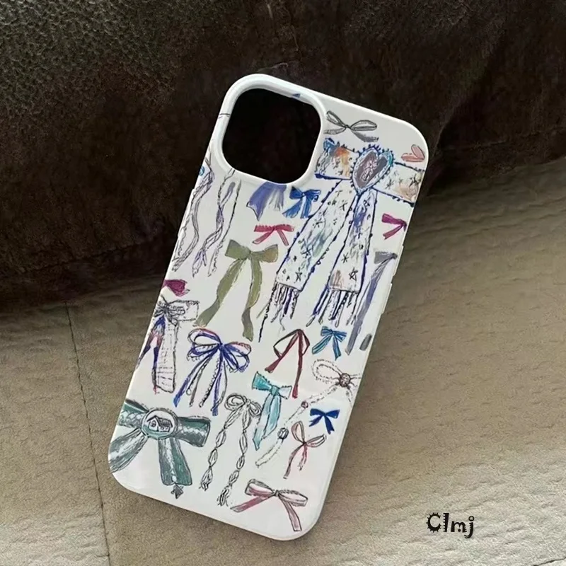 Clmj-funda de teléfono con lazo INS coreano para iPhone, carcasa de silicona Vintage para iPhone 13 Mini, 11, 14 Pro, 12, X, XR, 7, 8 Plus, XS Max