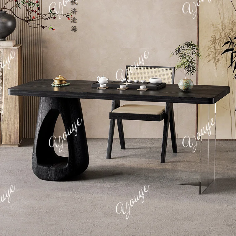 New Chinese Song Dynasty Aesthetics Solid Wood Balcony Office Creative Household Living Room Black New Small Tea Table