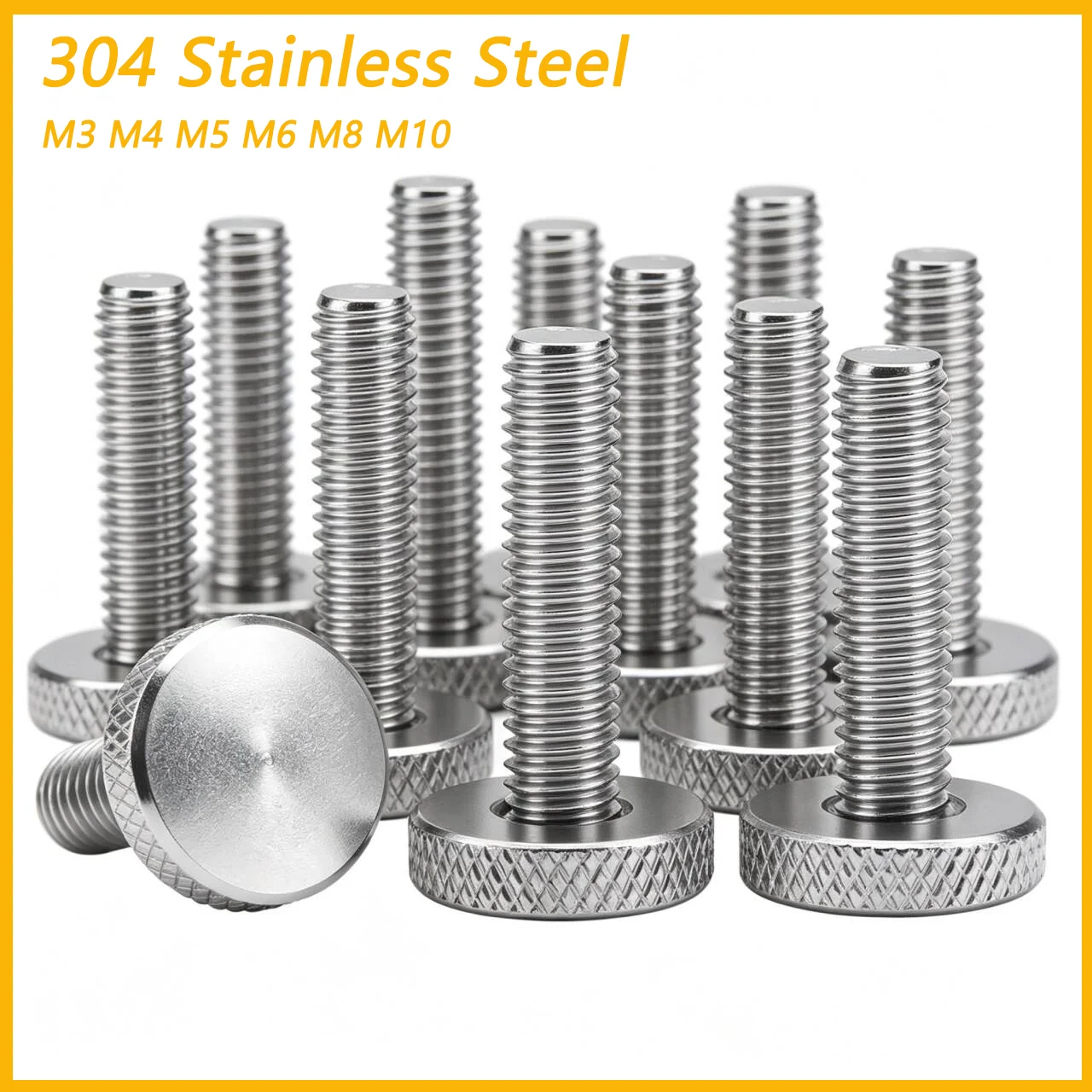 Decorative Thumb Screw Adjusting Bolt M3 M4 M5 M6 M8 M10 GB835 304 Stainless Steel Knurl Flat Big Round Head Hand Tighten DIN653