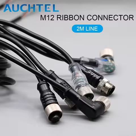2m Line M12 4 5 Pins PVC LED IP67 Sensor Cable Connector Type A Socket Plug Waterproof Male&amp;Female Straight Angle Flange