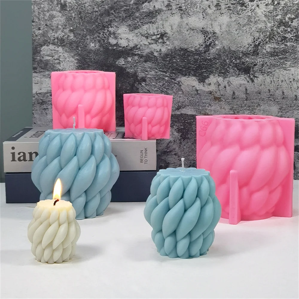 Geometric Candle Making Supplies Creative Rotating Wool Resin Mold Decorative Geometric Rotating Interwoven Wool Silicone Molds