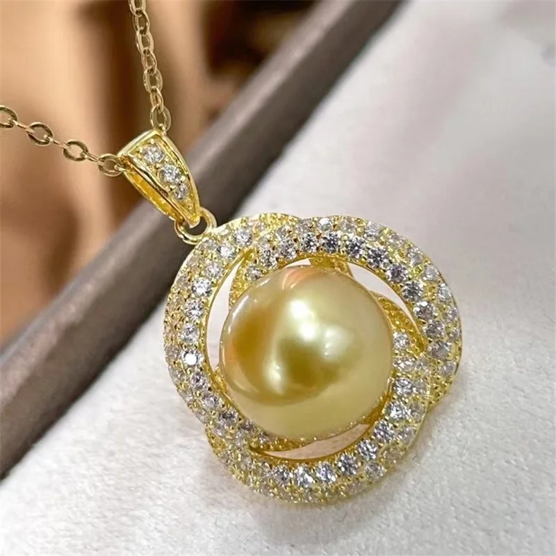 18k Pearl pendant shines with gold South China Seawomen fashion accessories for party and wedding gift 080909