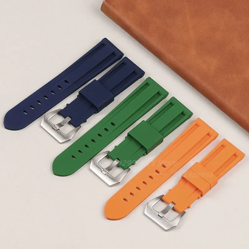 Силиконовый ремешок для часов Panerai PAM, резиновый браслет, сменный ремешок для умных часов 20 мм, 22 мм, 24 мм, 26 мм, аксессуары для часов