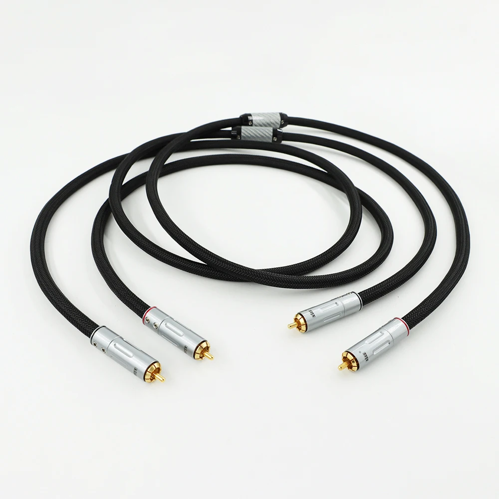 Аудиофильский соединительный кабель 9003Ag 6N Silver RCA, экранированный для усилителя/CD-плеера, черный ​